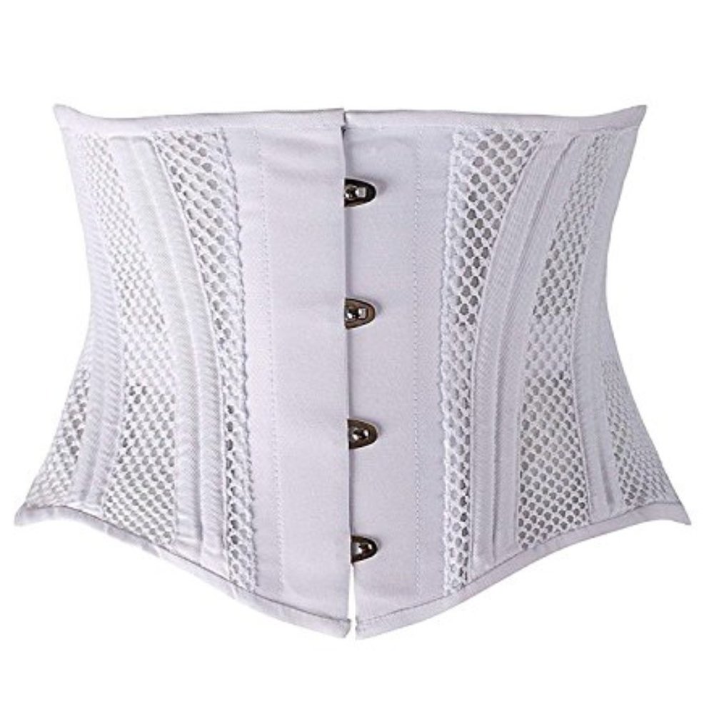 ShaperX White Mesh Steel Boned Corset Waist Trainer